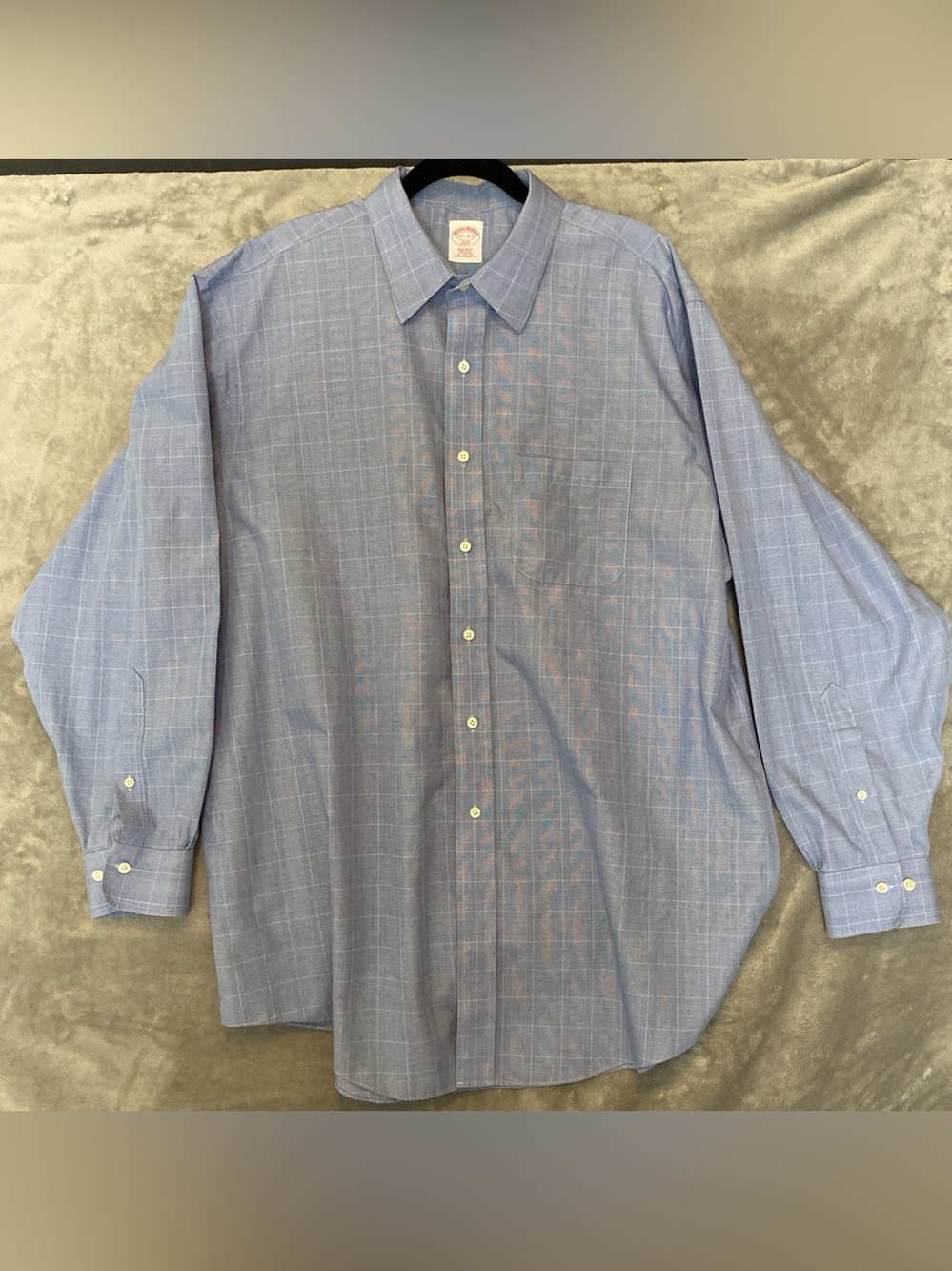 Brooks Brothers 100% Cotton Light Blue Windowpane Long Sleeve Dress Shirt - Picture 2 of 11